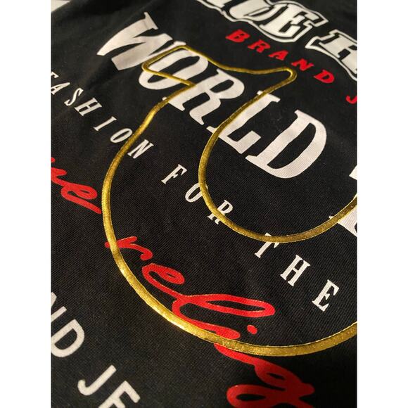 True Religion Black T Shirt Toddler Kids Size M( 5-6) Embossed Bold Graphic NWT - Picture 6 of 6